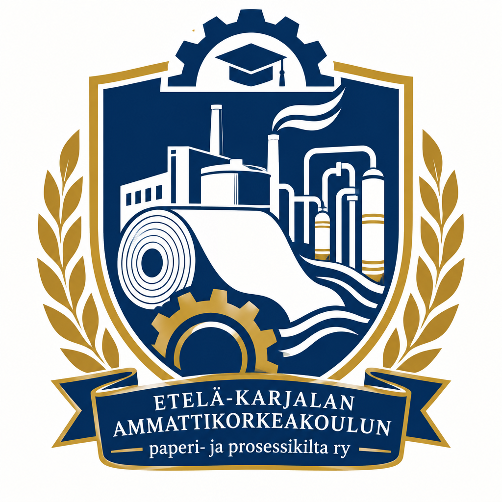 Official crest of Etelä-Karjalan ammattikorkeakoulun paperi- ja prosessikilta ry